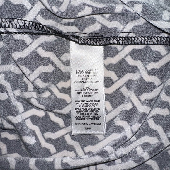 Laundry by Shelli Segal Black White Wrap Dress Size L Stretch Knit Long Sleeve - Picture 5 of 9